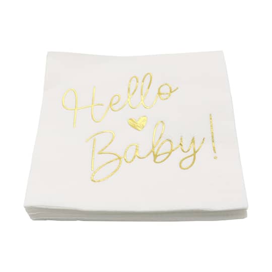Gold Hello Baby Beverage Napkins, 20ct. by Celebrate It™
